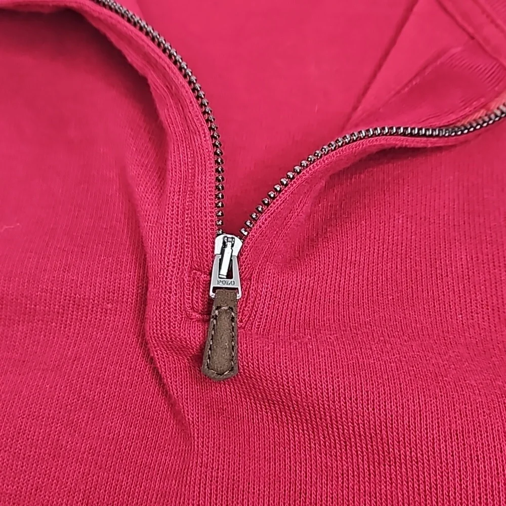 Polo Ralph Lauren Cranberry Red Quarter Zip Sweater Pullover Size L